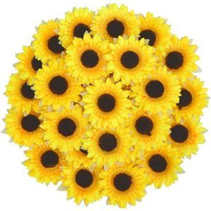 32pcs 3.5" Fake Sunflowers, Artificial Sunflower Heads, Faux Silk Sunflower